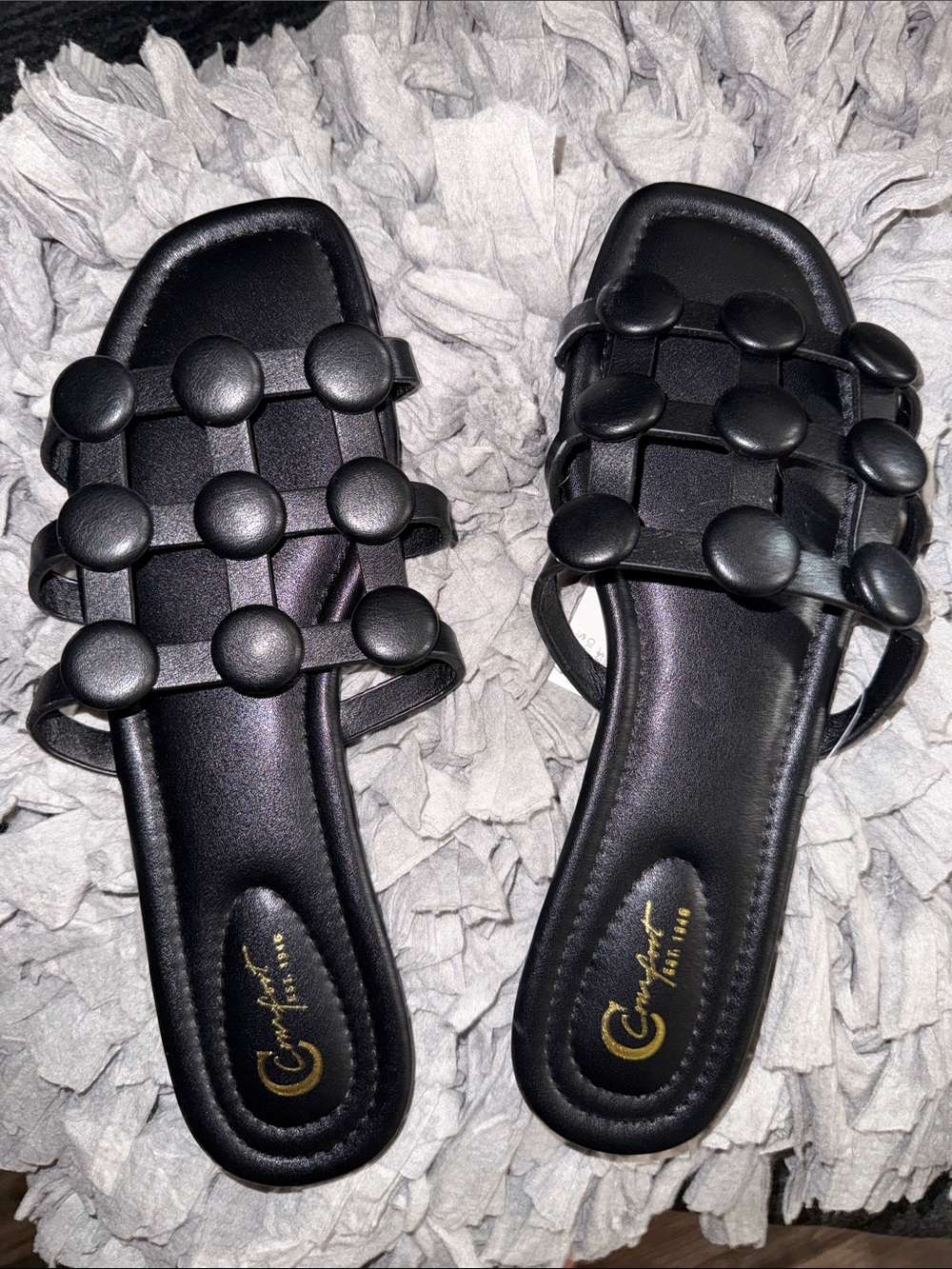 Women’s Black Vegan Leather Sandals🔥 New!